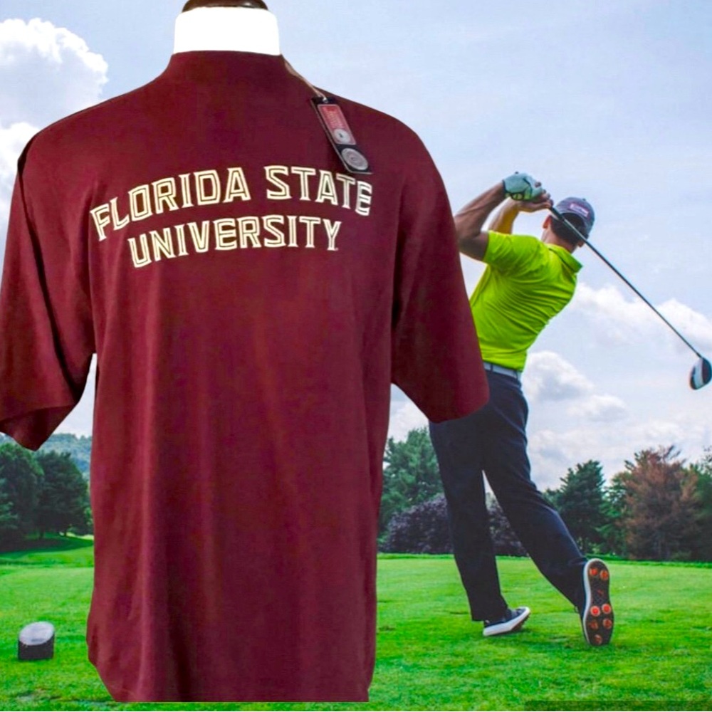 Florida State Seminoles Garnet golf mock turtleneck L Large S/S logo shirt NWT